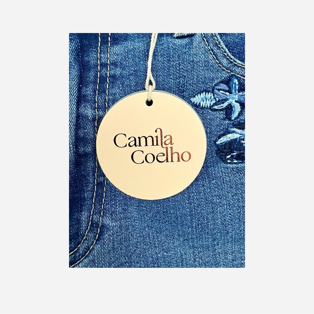 Camila Coelho Women’s Blue Embroidered Straight Ankle Jeans Sz 8 - Picture 9 of 14
